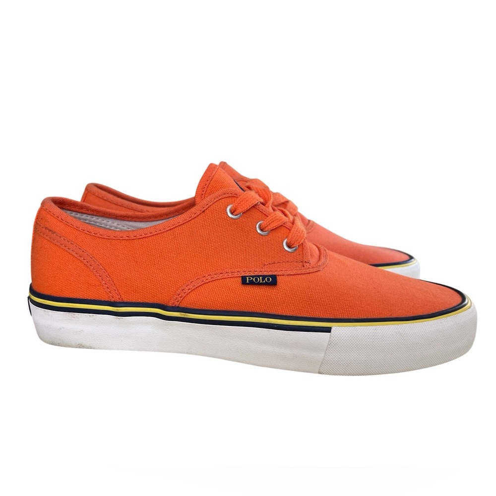 Ralph Lauren Polo Morray Bright Orange Canvas Low-Top Sneakers Size 10.5 - Picture 14 of 16